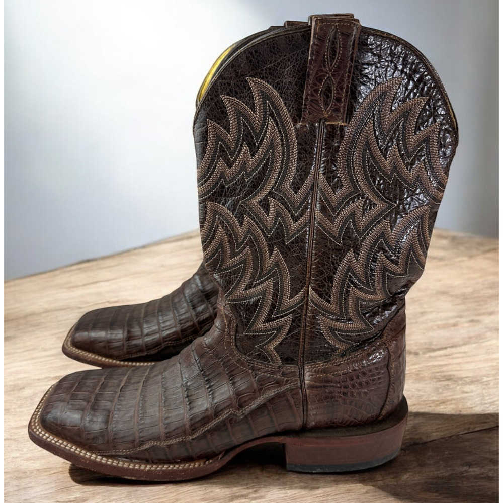 Cavender’s Alligator Print Western Boots Cowboy Square Toe Brown Men's Size 10 D - Picture 14 of 14